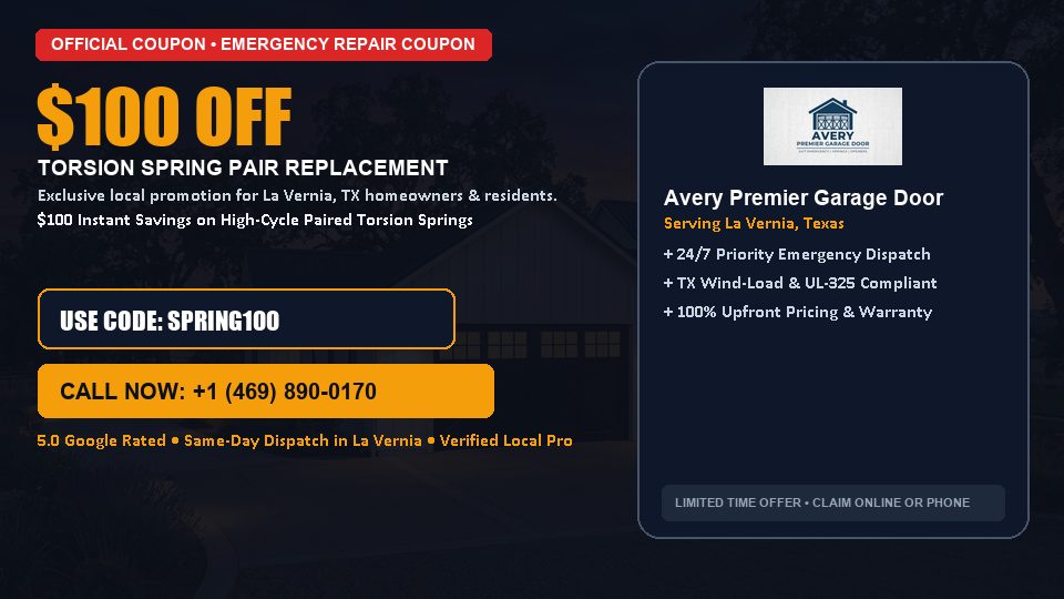 Avery Premier Garage Door $100 OFF Dual Torsion Spring Replacement