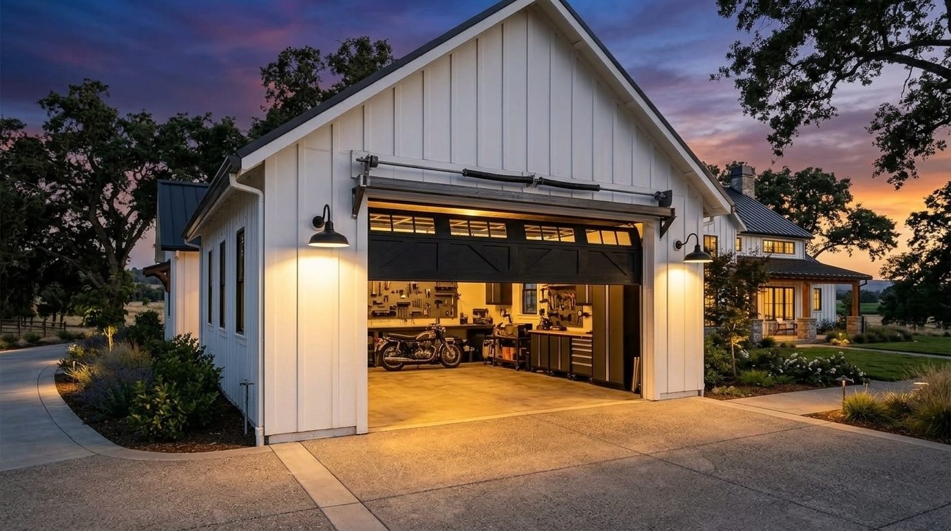 Avery Premier Garage Door Overhead Garage Door Gliding Open in La Vernia, TX